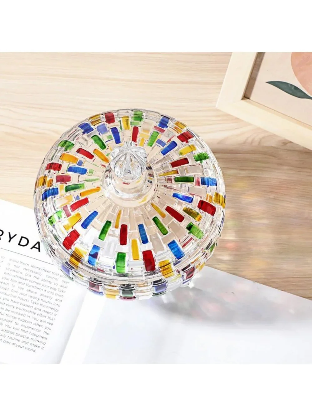 Colorful Crystal Candy Dish with Lid | Decorative Bowl for Chocolates, Nuts